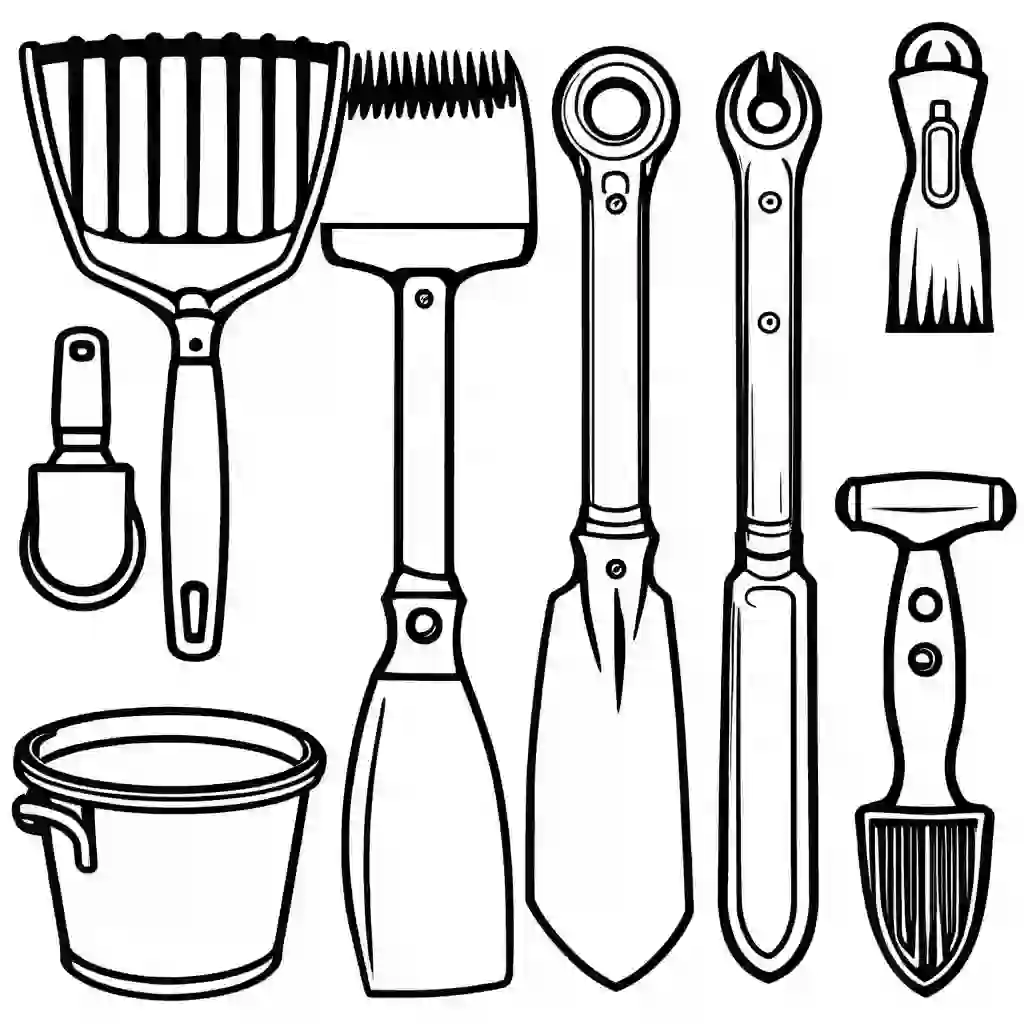 Garden tools coloring pages
